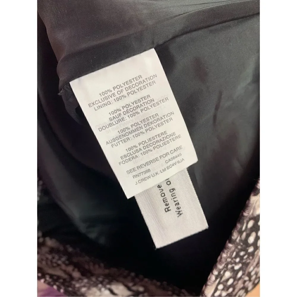 J. Crew Women's Black Gray Feather Print A Line Mini Skirt Size 0